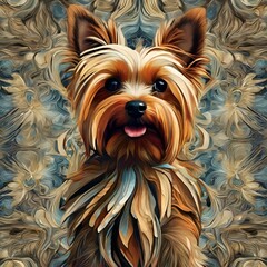 Sticker - AI generated illustration of a portrait of a fluffy brown dog with dark eyes