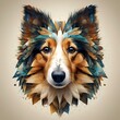 AI generated illustration of a Shetland Sheepdog with a floral pattern on its head