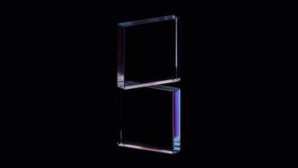 Poster - Abstract animation, 3d render of rotating glass squares, 4k seamless looped video