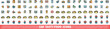 100 tasty food icons set. Color line set of tasty food vector icons thin line color flat on white