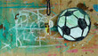 Whistle of soccer referee or coach and soccer ball on grungy background.Great international soccer event in europe 2024.Negative space technique,free copy space.
