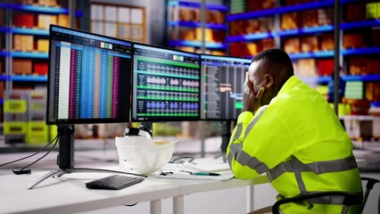 Poster - Unhappy Worker At Warehouse