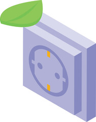 Poster - Eco electricity icon isometric vector. Plastic electrical outlet. Home appliance