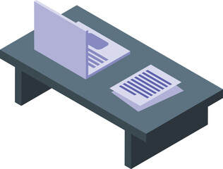 Poster - Laptop working at home icon isometric vector. Remote work. Person male
