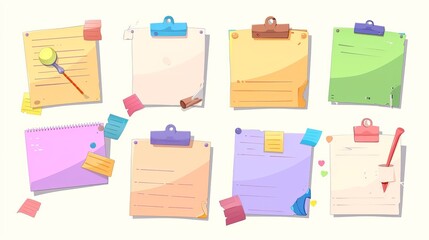 Poster - there is an adhesive tape and pin attached to the white and colorful notepad pages for memory writin
