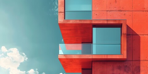 Poster - Resilient and Adaptable Architecture Concept with Geometric Facade and Contrasting Colors