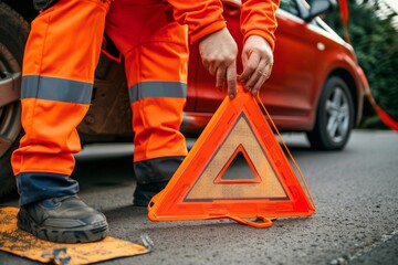 Wall Mural - Roadside Assistance Emergency Service Help - Triangle Vehicle Assistance, Roadway Safety, Professional Services