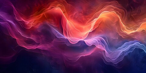 Poster - Glowing and Flowing Abstract Digital Art in a Virtual Gallery Showcase