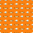 Stylish seamless pattern with different fish. Vector square print, background, design