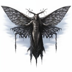 Wall Mural - Illustration of the Mothman on a White Background