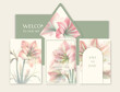 Luxury wedding invitation card background with watercolor Gladiolus flowers and botanical leaves.