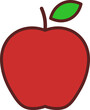 Red apple icon in line and fill style. Vector.
