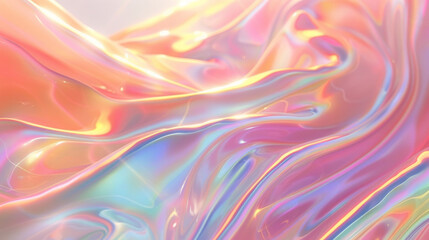 Poster - Vibrant abstract image featuring a holographic texture with a fluid, glass-like morphism effect. Perfect for backgrounds that require a futuristic or dreamy aesthetic