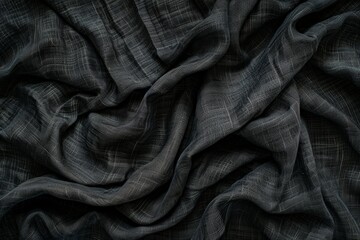 Aufkleber - Detailed close-up view of a black fabric showcasing texture, weave, and color depth
