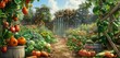 A picturesque garden overflowing with a colorful array of freshly picked vegetables.