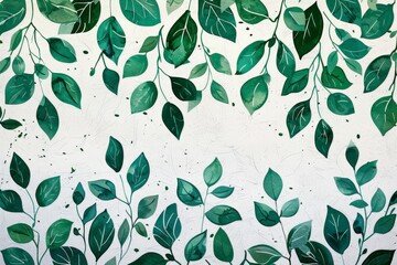 Poster - Green Leaves on White Background, copy space