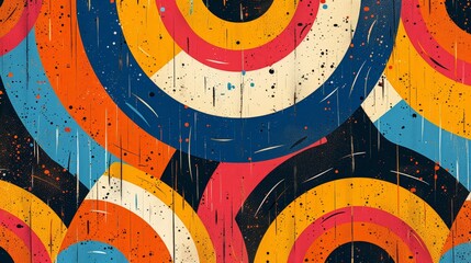 Poster - Vivid abstract pattern with various colors and shapes displayed on a textured wooden surface