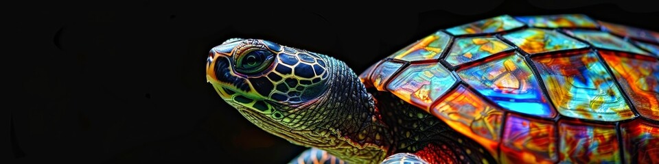 Wall Mural - stained glass turtle.