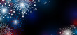 4th of july USA independence day banner design of fireworks on black background with copy space vector illustration