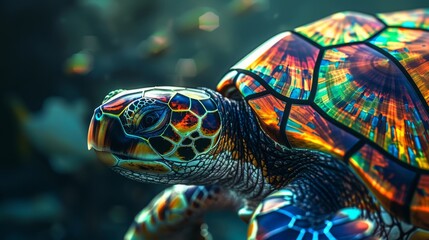 Wall Mural - stained glass turtle.