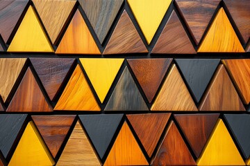 Aufkleber - Close Up of Wooden Wall with colorful triangles 