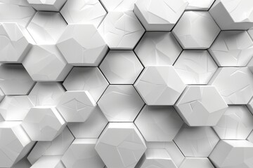 Poster - A visually striking white hexagonal texture that's 3D rendered to show geometric elegance and simplicity