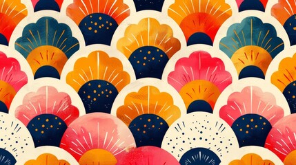 Aufkleber - Colorful Pattern of Fan Shaped Objects