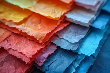 Poster - This image showcases a vibrant arrangement of layered paper sheets with varying colors and a crisp texture It exudes a sense of creativity and craftsmanship