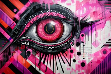 Poster - Pink and Black Eye Painting