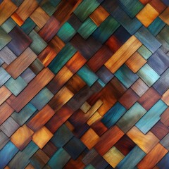 Fototapete - Detailed view of a vibrant wooden wall with various hues and textures