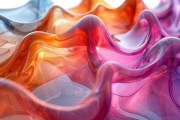 Poster - Soft swirling forms in calming shades of pink and orange evoke a sense of serenity and artistic elegance in this abstract design