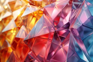 Poster - Geometric shapes touched by golden lights create an abstract composition that exudes luxury and modern style