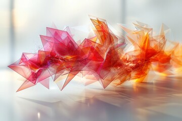 Poster - Eye-catching abstract image of dynamically colored crystal shapes resembling flower petals in motion