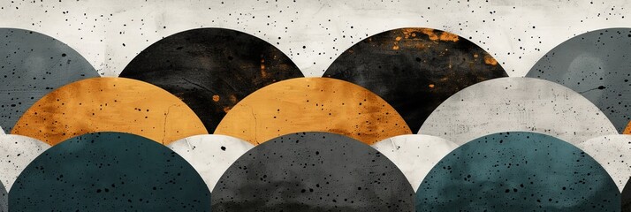 Aufkleber - Vibrant and abstract painting featuring eggs against a concrete background