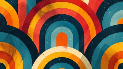 Poster - Bright and colorful abstract background featuring a pattern resembling a rainbow