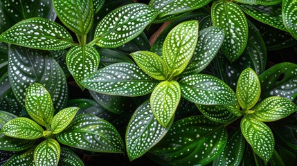 Aufkleber - Group of Green Leaves With White Spots