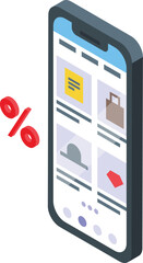 Poster - Smartphone application icon isometric vector. Online store. Internet technology