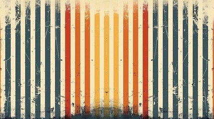Poster - Orange, Blue, and White Striped Background