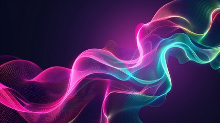 Aufkleber - Colorful Wave of Light on Black Background