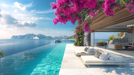 Poster - Large Swimming Pool Next to Ocean