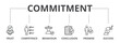 Commitment concept icon illustration contain trust, competence, behaviour, conclusion, promise and success.
