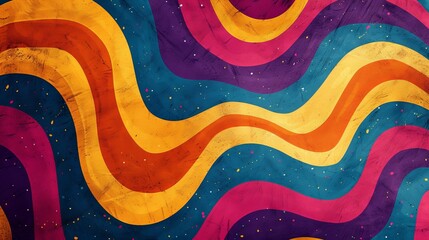 Poster - Vibrant Wave of Colors, retro pattern 