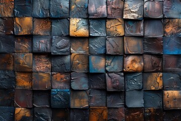 Poster - This image captures the artistic fusion of rusted metal textures with a bold palette of blues and oranges, resembling an abstract painting