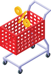 Poster - Supermarket sale cart icon isometric vector. Buy retail. Basket store sale