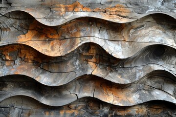 Poster - A beautifully carved wooden sculpture with flowing lines that create a dynamic and wavy texture