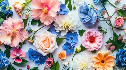 Poster - Colorful Flowers Arranged on Table