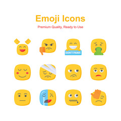 Cute emoji expressions, emoticons icons set