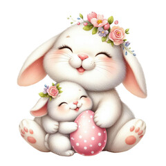 Wall Mural - Mom and Baby Bunny Sublimation Clipart