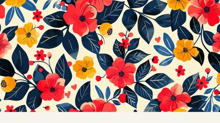 Aufkleber - Colorful Flower Pattern on White Background