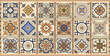 Ceramic Moroccan tile design, golden background with multi-colour texture, highly detailed ceramic tile decor, royal vintage design for home interior